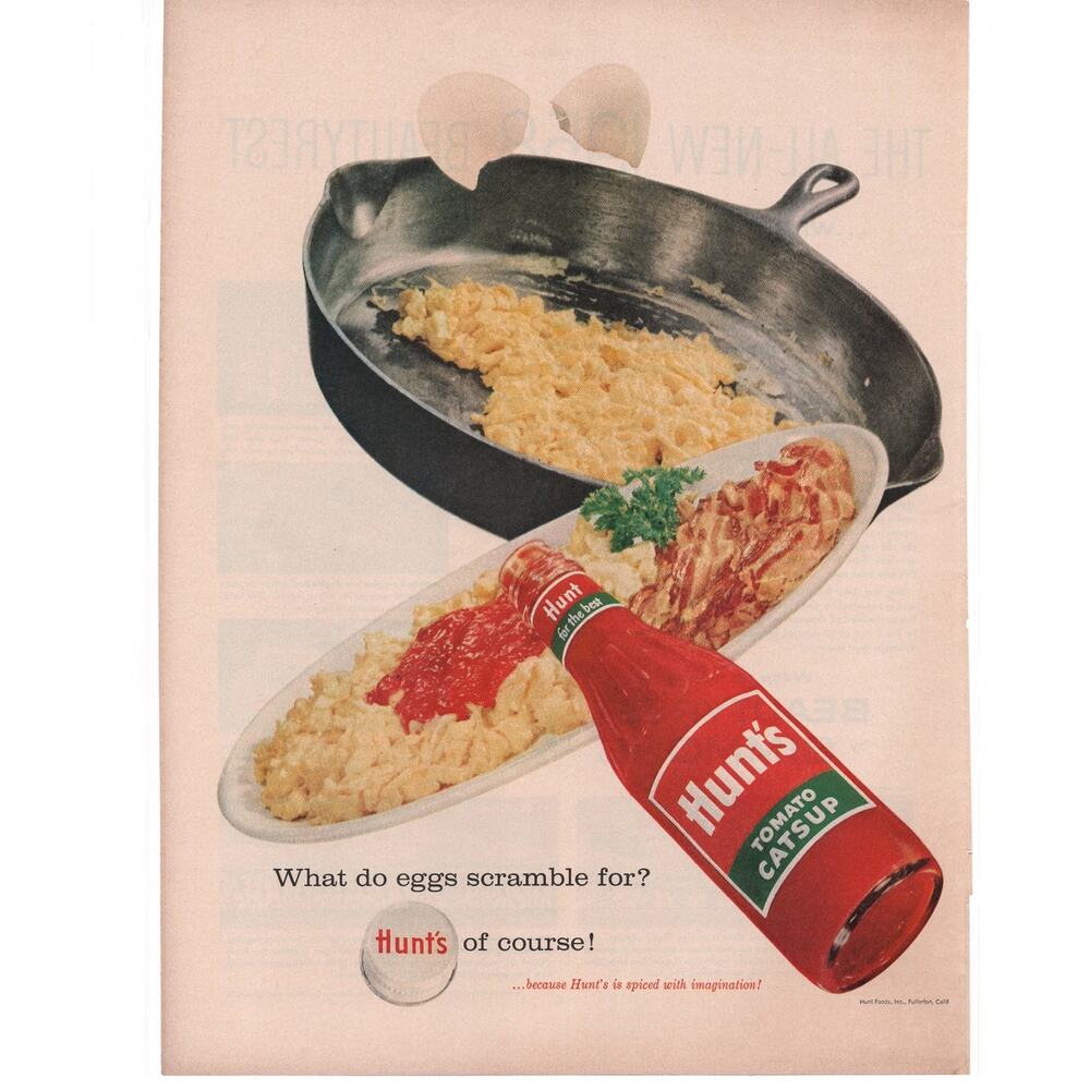 Hunts Catsup Magazine Advertisement 1958 Food Condiments Full Color Vintage